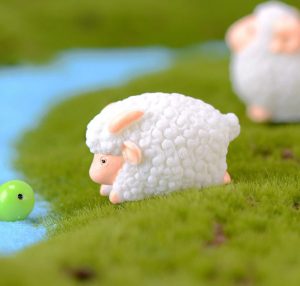 Mini Fairy Garden Animals Cute Resin Sheep Model Wholesale Fairy Garden Accessories Supplies Miniture Fairy Garden Ornament Small Artificial Christmas Goat Sheep Figurine Kids Gifts Terrarium Fairy Garden Kits Decoration Table Decor